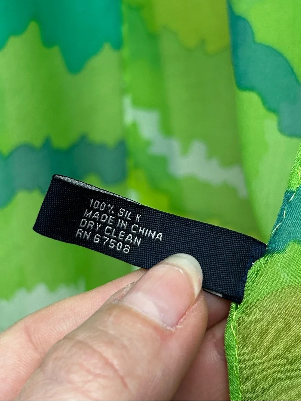 Anne Klein Green Multi-Tone Patterned Scarf Silk Sheer Skinny Scarf